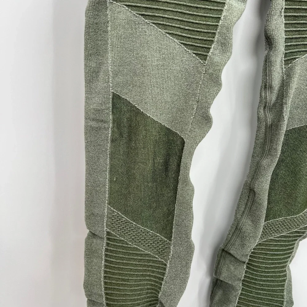 Alo Yoga High Waist‎ Moto Leggings Olive Green Mesh Panel Small